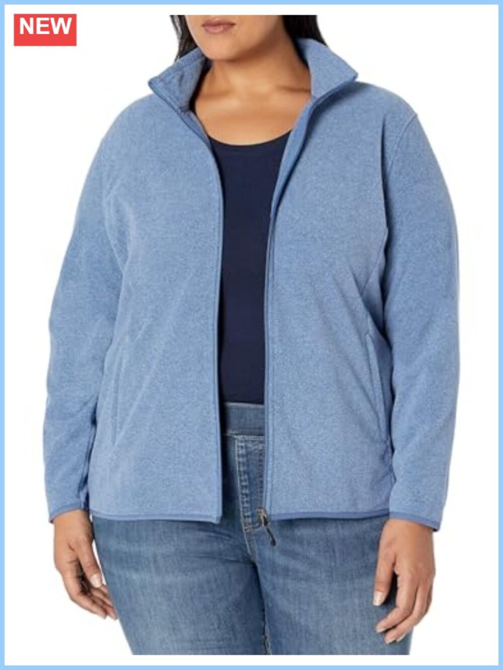 Classic-Fit Full-Zip Polar Soft Fleece Jacket Outerwear Coat with Cuffs